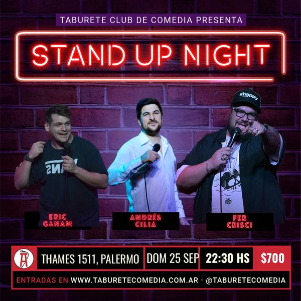 Taburete Presenta Stand Up Night - Domingo 25 de Septiembre 22:30hs