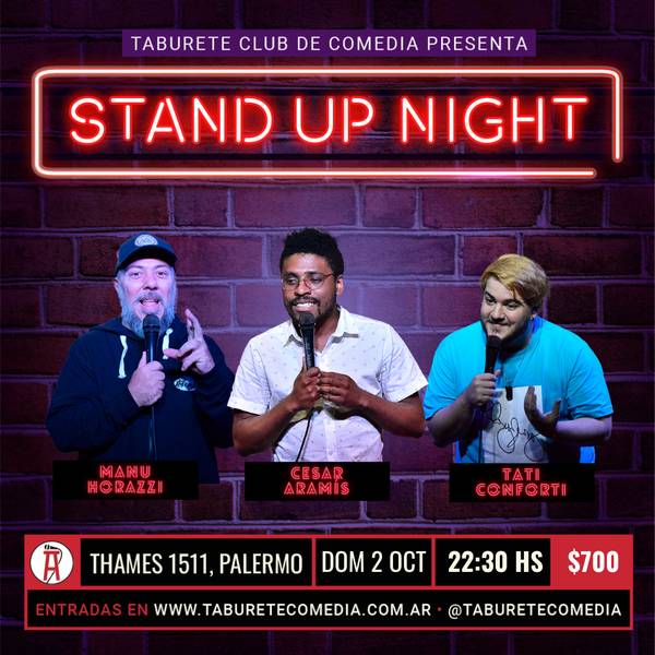 Taburete Presenta Stand Up Night - Domingo 2 de Octubre 22:30hs