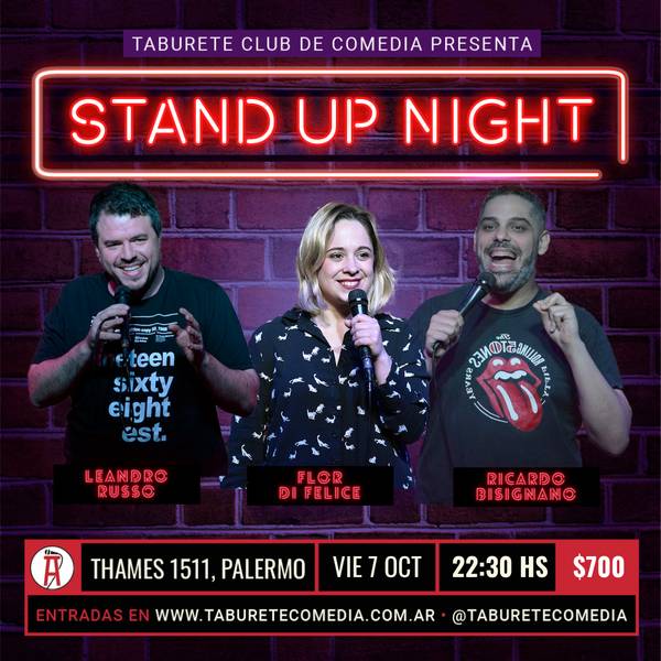 Taburete Presenta Stand Up Night - Viernes 7 de Octubre 22:30hs