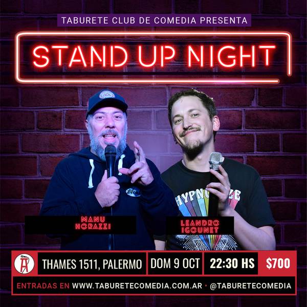 Taburete Presenta Stand Up Night - Domingo 9 de Octubre