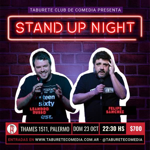 Taburete Presenta Stand Up Night - Domingo 23 de Octubre 22:30hs