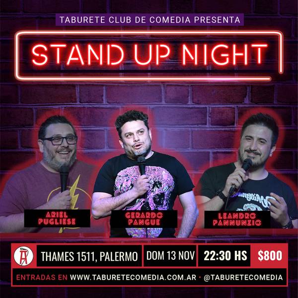 Taburete Presenta Stand Up Night - Domingo 13 de Noviembre 22:30hs