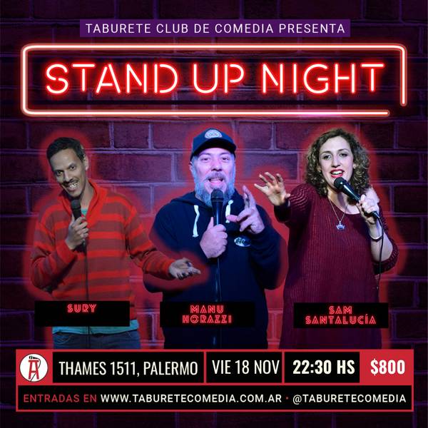 Taburete Presenta Stand Up Night - Viernes 18 de Noviembre 22:30hs