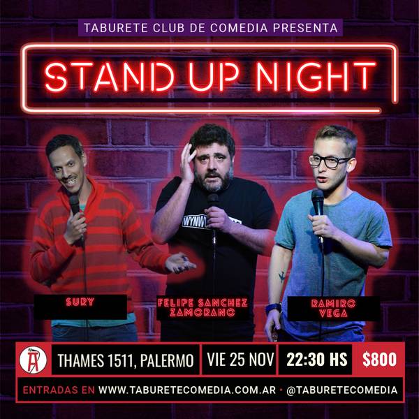 Taburete Presenta Stand Up Night - Viernes 25 de Noviembre 22:30hs