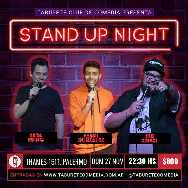 Taburete Presenta Stand Up Night - Domingo 27 de Noviembre