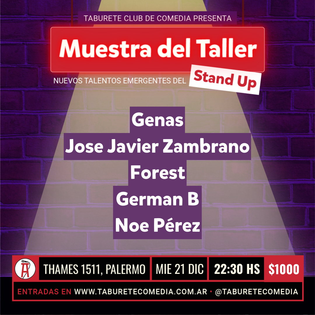Muestra de Stand Up del Taller de Taburete Comedia - Miércoles 21 de Diciembre 2022