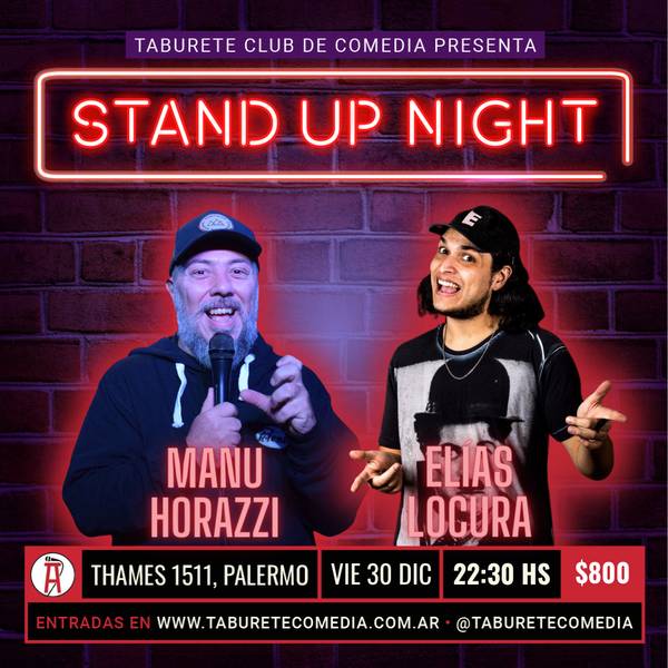 Taburete Presenta Stand Up Night - Viernes 30 de Diciembre 22:30hs