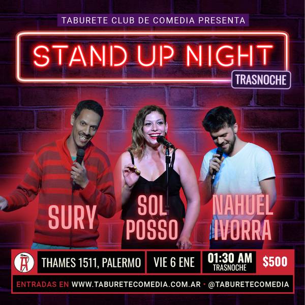 Taburete Presenta Stand Up Night - Viernes 6 de Enero